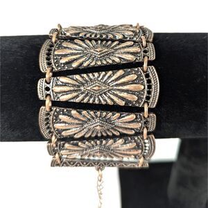 Copper Black Vintage Embossed Link Bracelet